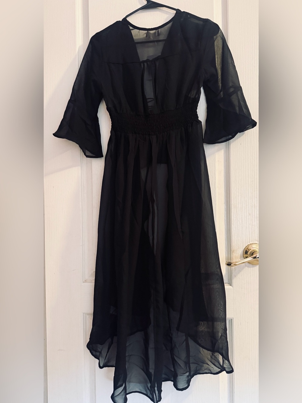 Black - Gothy-Lace-Up , Sheer, High-Low Sheer overlay for fashion or swimsuit!